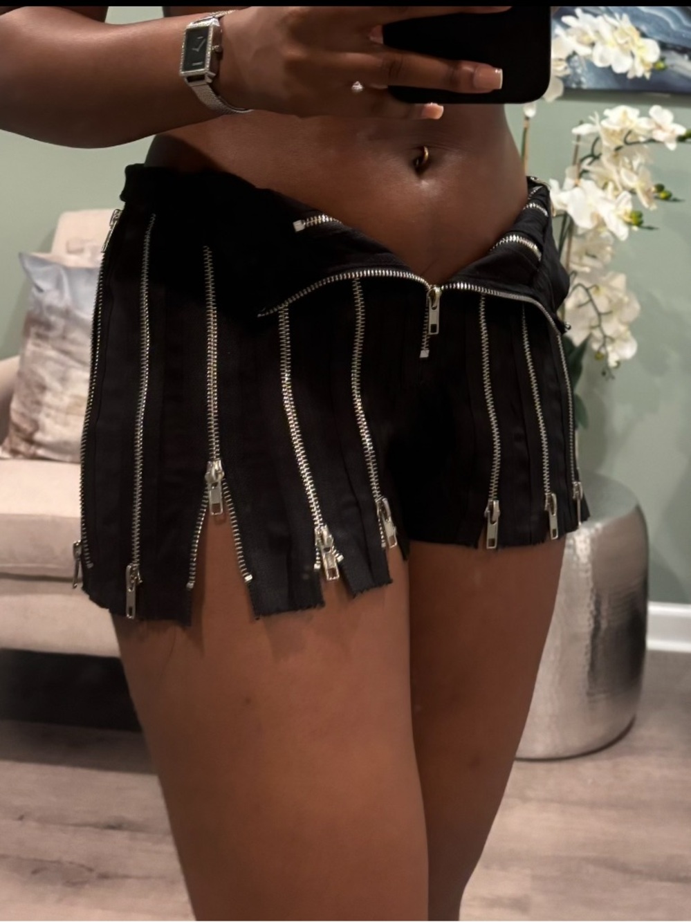 Black Zip-Detail Women’s Shorts